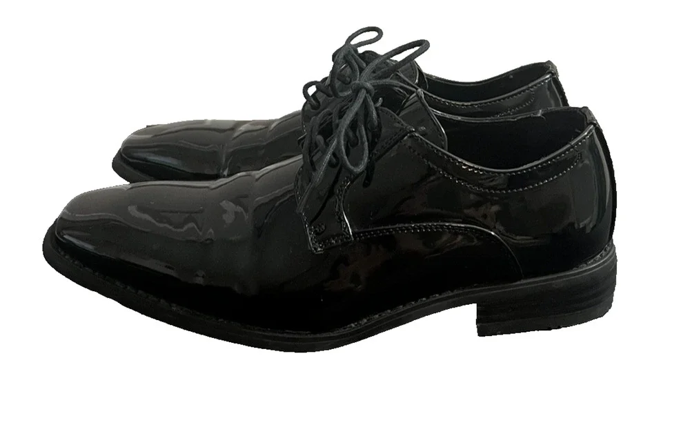 Faranz Patent Men's PU Leather Dress Shoes Square Toe Loafer Size 7.5 F4692